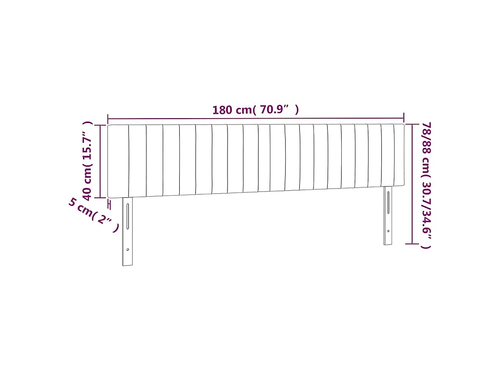 Têtes de lit Gris clair 180x5x78/88 cm Velours