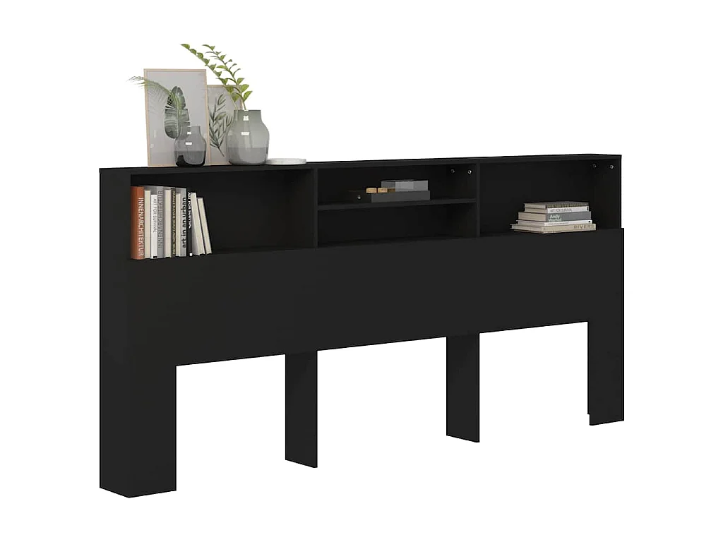 Testiera con Contenitore Nero 220x19x101,5 cm