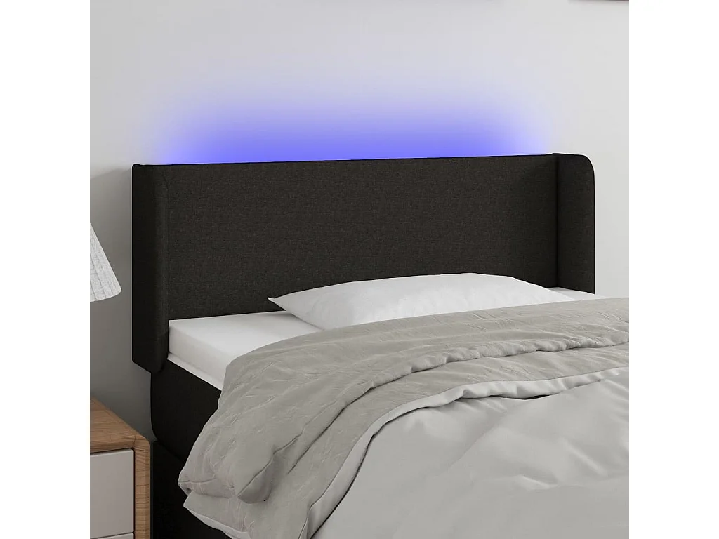 Cabeceira de cama c/ luzes LED tecido 83x16x78/88 cm preto
