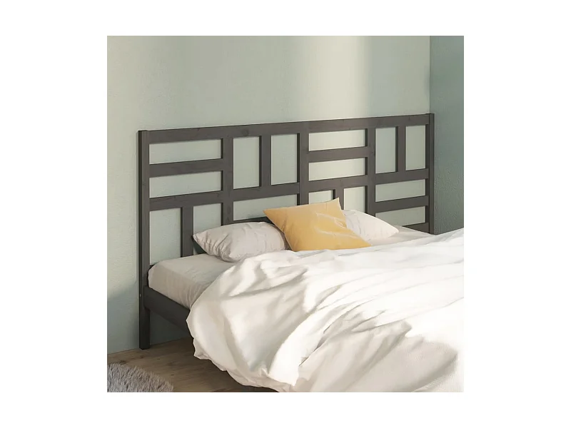 Hoofdbord 206x4x104 cm massief grenenhout grijs