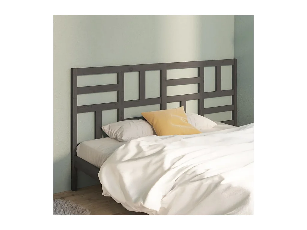 Tête de lit Gris 206x4x104 cm Bois massif de pin