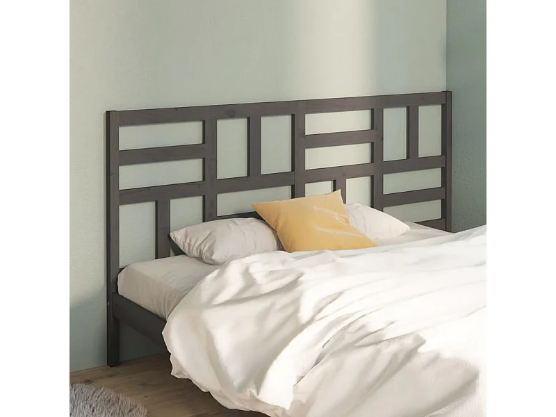 Cabeceira de cama 206x4x104 cm pinho maciço cinzento