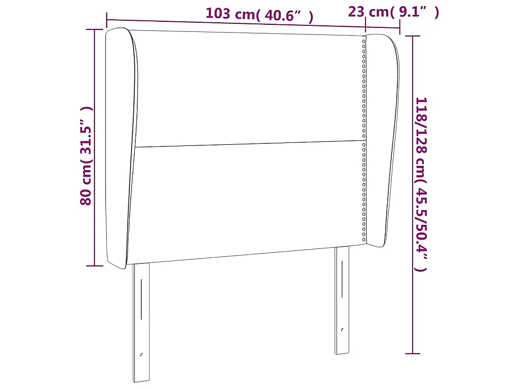 Tête de lit avec oreilles Blanc 103x23x118/128 cm Similicuir