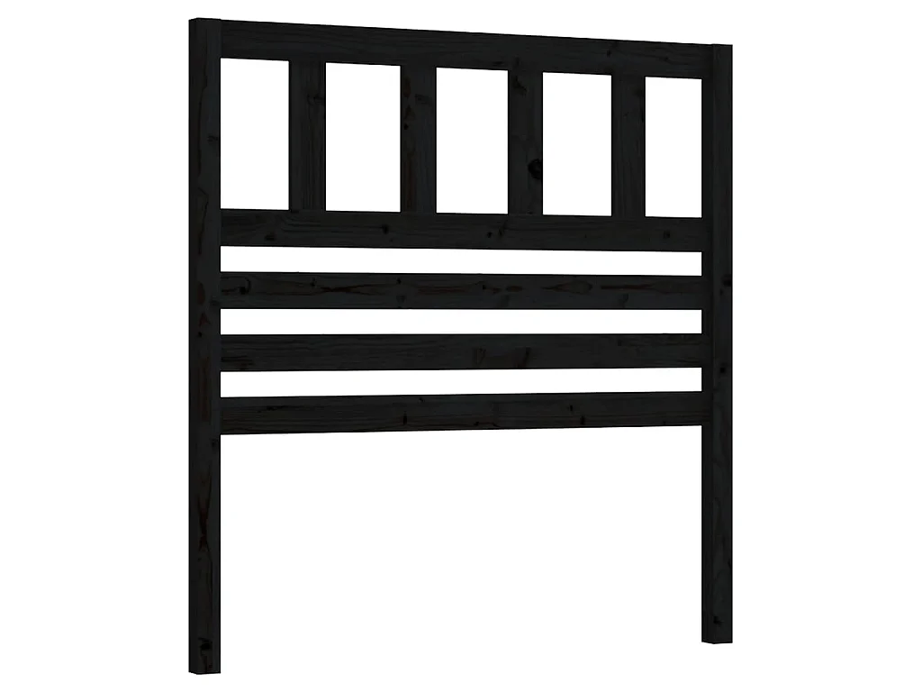 Testiera per Letto Nera 96x4x100 cm in Legno Massello di Pino
