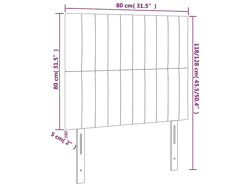 Tête de lit à LED Gris clair 80x5x118/128 cm Tissu