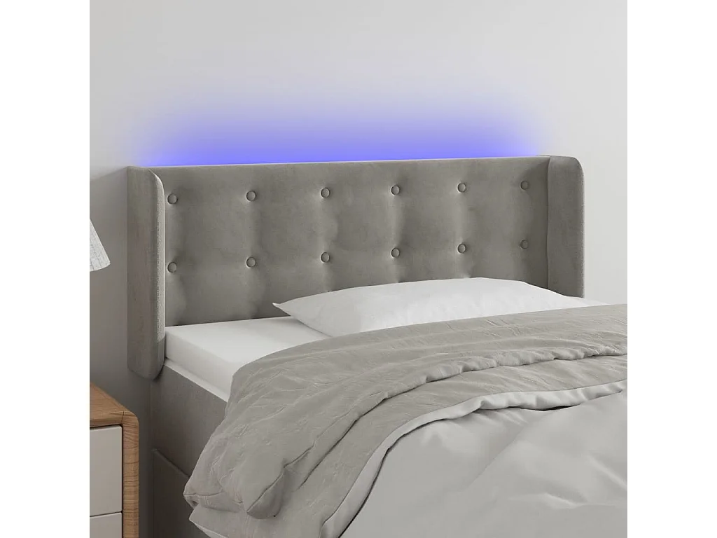 Hoofdbord LED 103x16x78/88 cm fluweel lichtgrijs