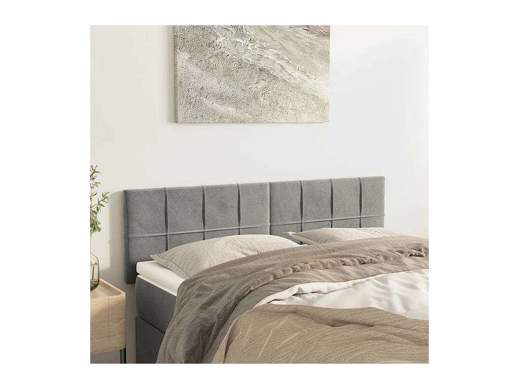 Têtes de lit 2 pcs Gris clair 72x5x78/88 cm Velours