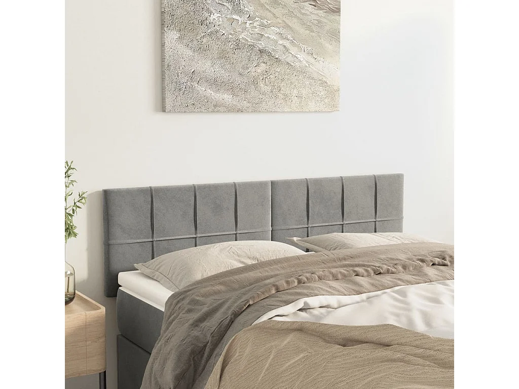 Têtes de lit Gris clair 144x5x78/88 cm Velours