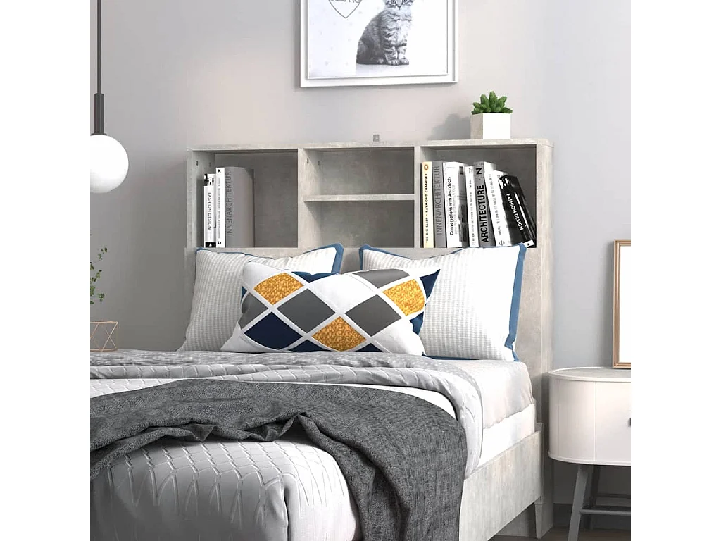 Bett-Kopfteil mit Ablagen Betongrau 100x19x103,5 cm