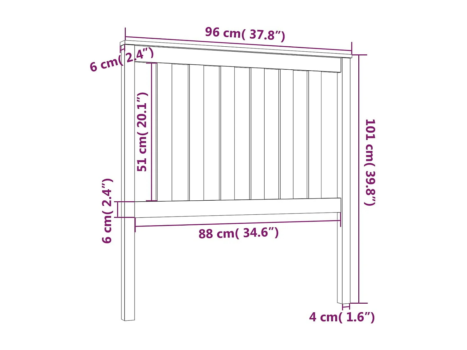 Hoofdbord 96x6x101 cm massief grenenhout grijs