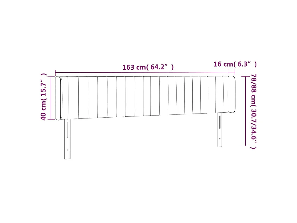 Kopfteil mit Ohren Dunkelgrau 163x16x78/88 cm Samt