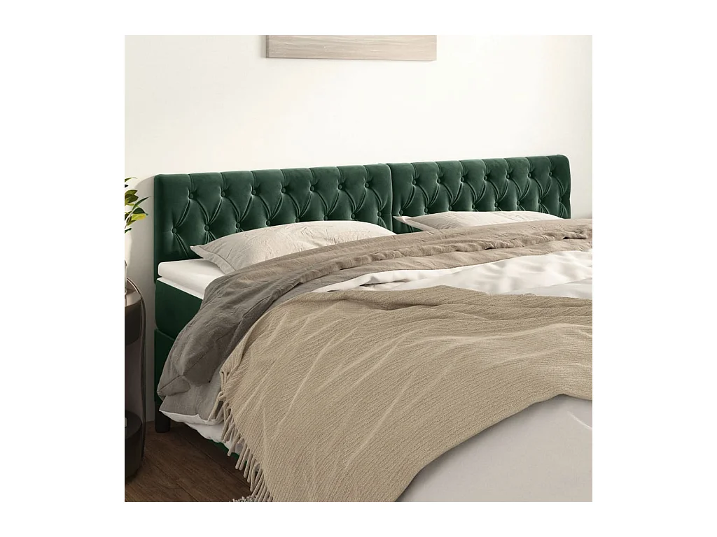 Têtes de lit 2 pcs Vert foncé 100x7x78/88 cm Velours