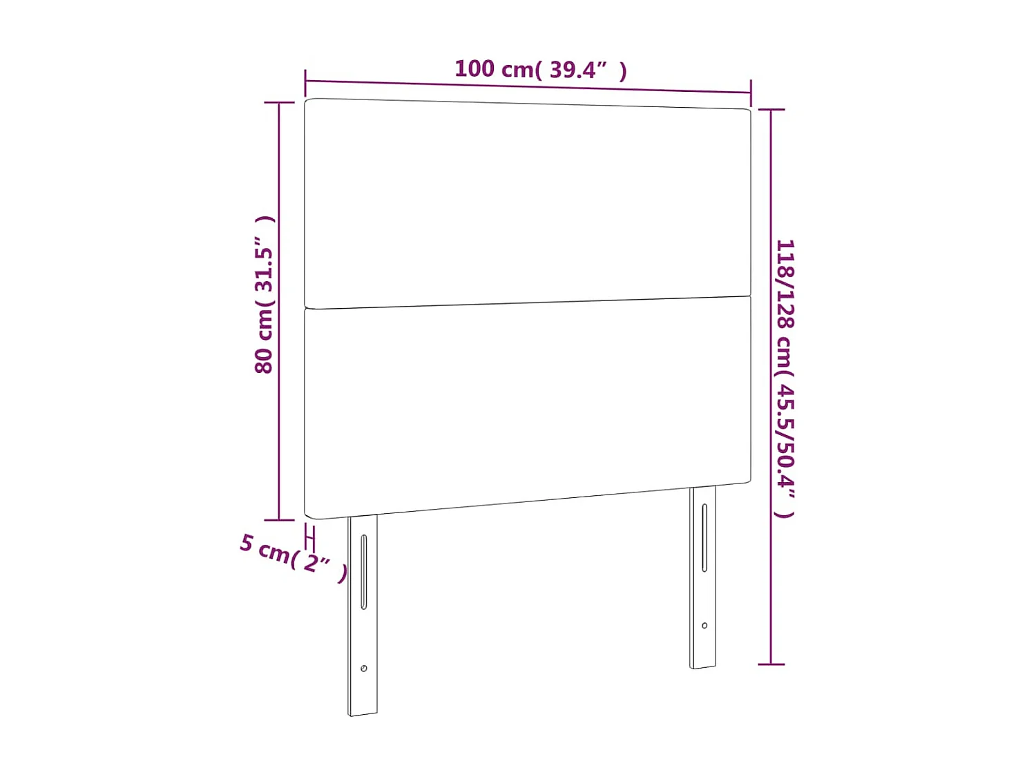 Hoofdbord zwart 100x5x118/128 cm kunstleer