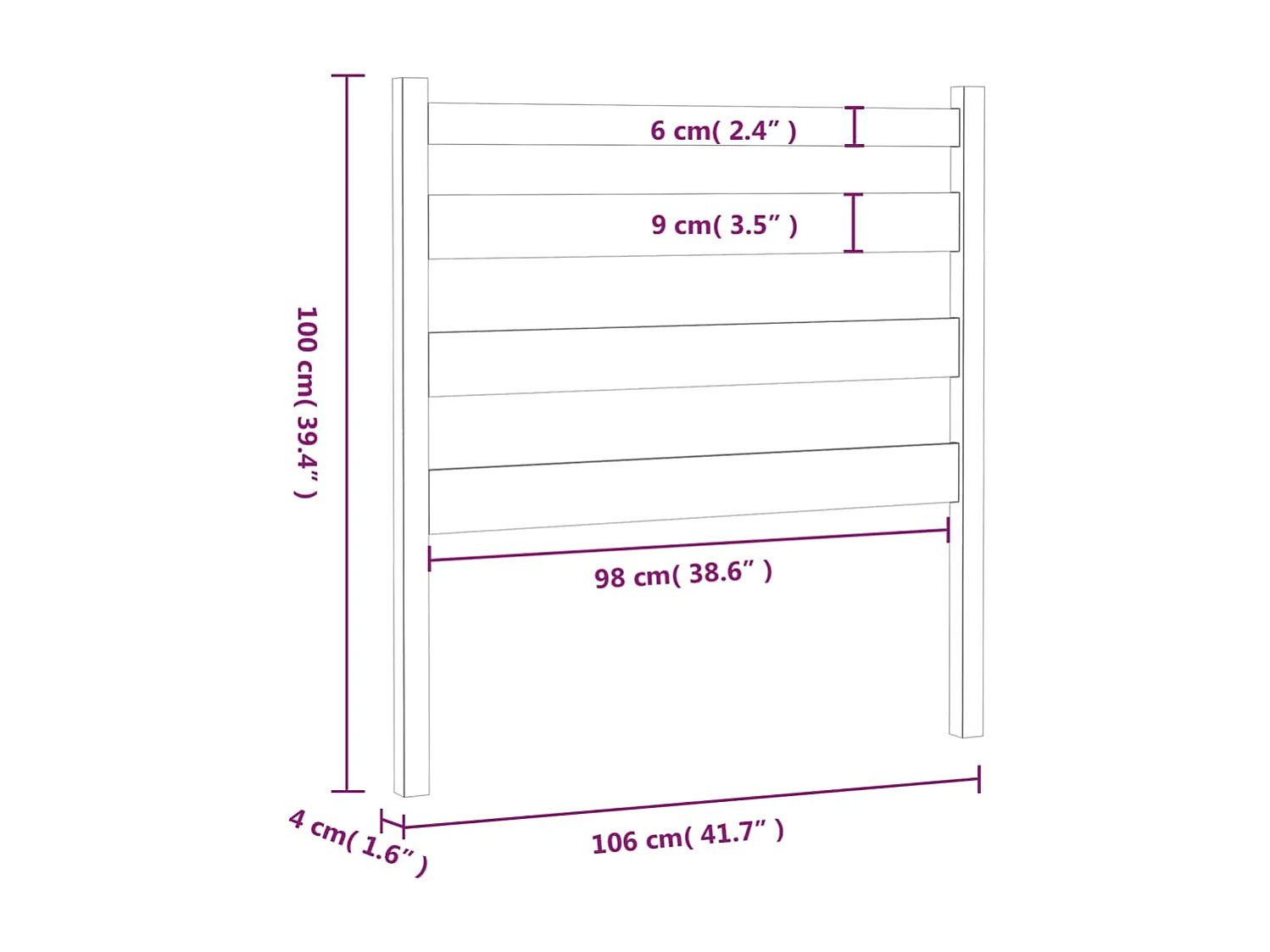 Tête de lit Marron miel 106x4x100 cm Bois massif de pin