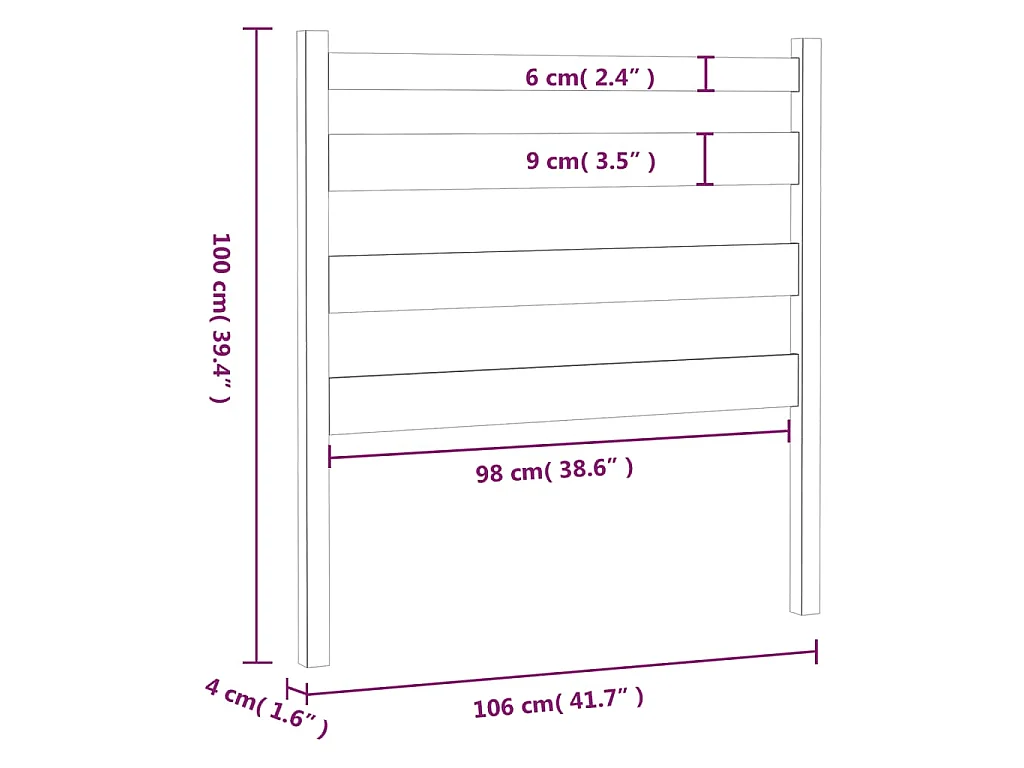 Cabecero de cama madera maciza de pino marrón miel 106x4x100 cm