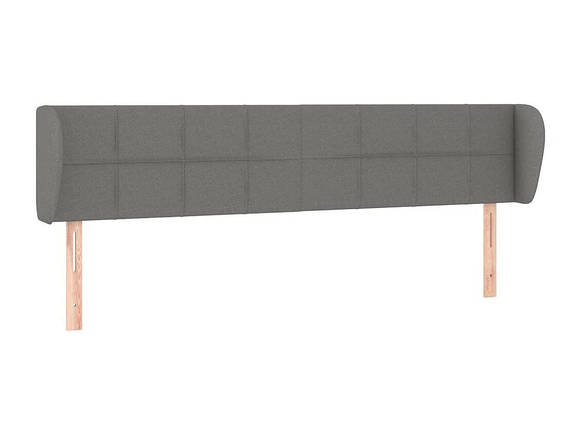 Cabeceira de cama c/ abas tecido 203x23x78/88cm cinzento-escuro