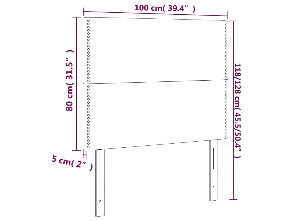 Kopfteil Hellgrau 100 x 5 x 118/128 cm Samt