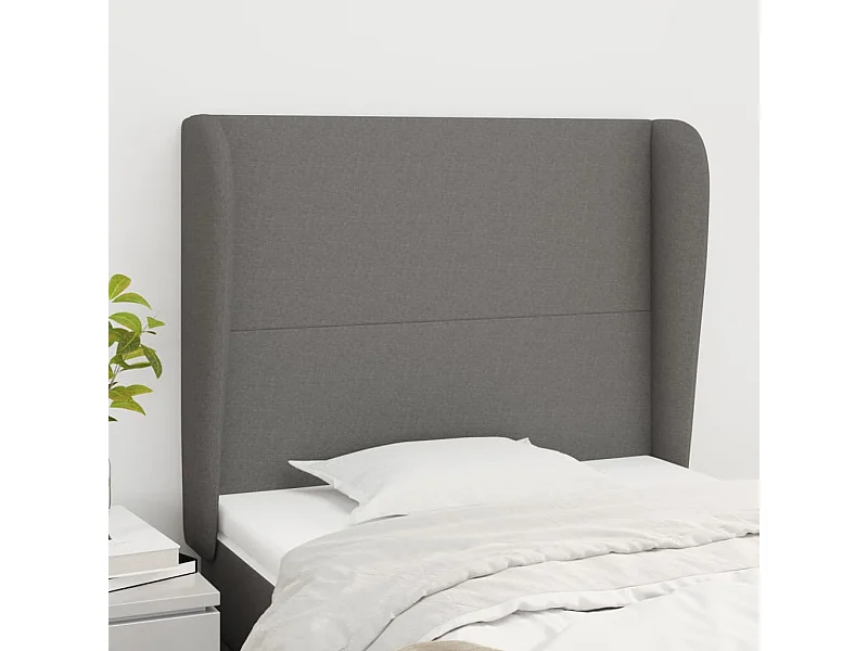 Tête de lit avec oreilles Gris foncé 83x23x118/128 cm Tissu