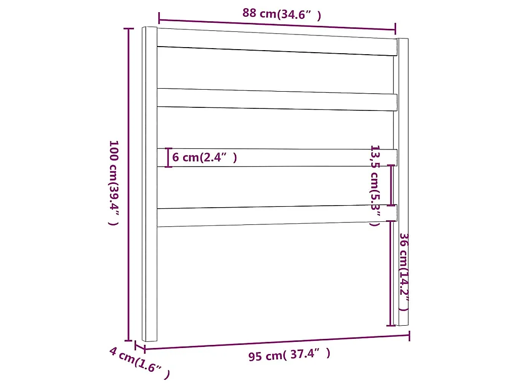 Tête de lit Blanc 95x4x100 cm Bois massif de pin