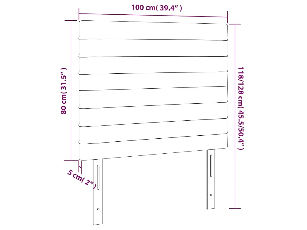 Tête de lit à LED Rose 100x5x118/128 cm Velours