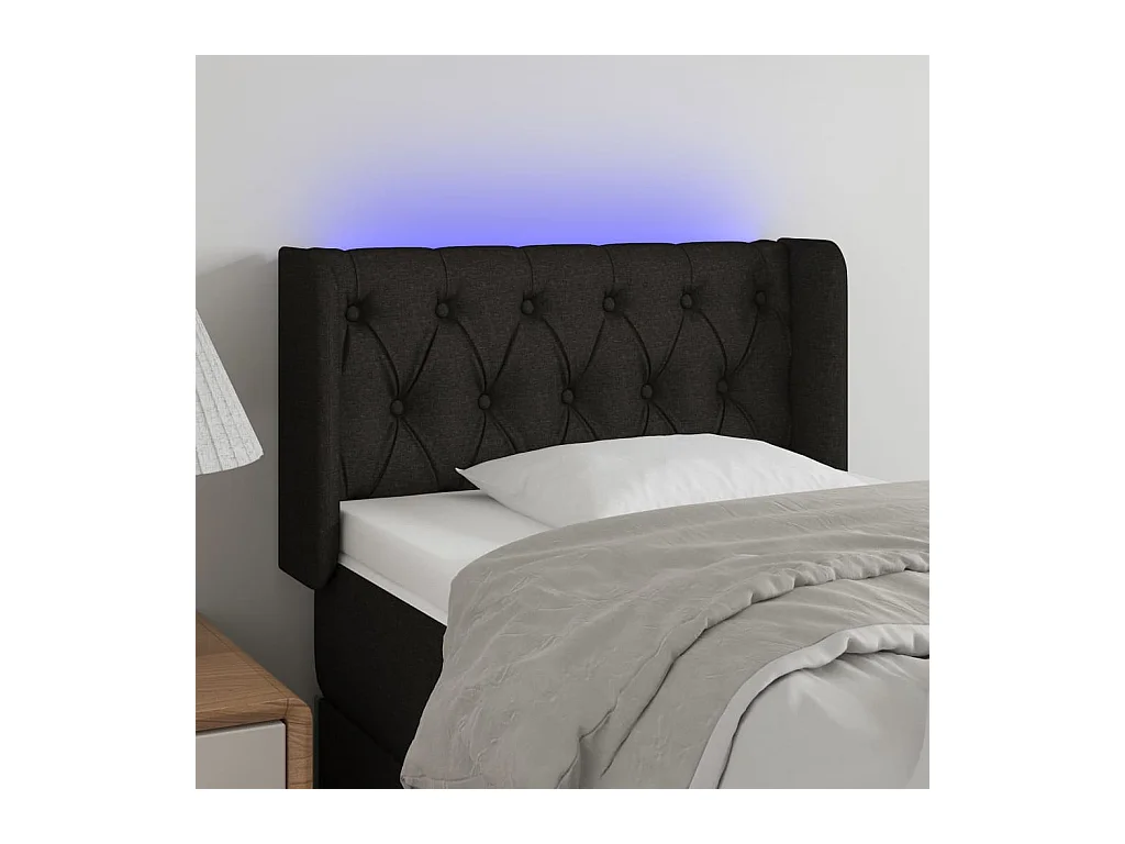 Testiera a LED Nera 83x16x78/88 cm in Tessuto