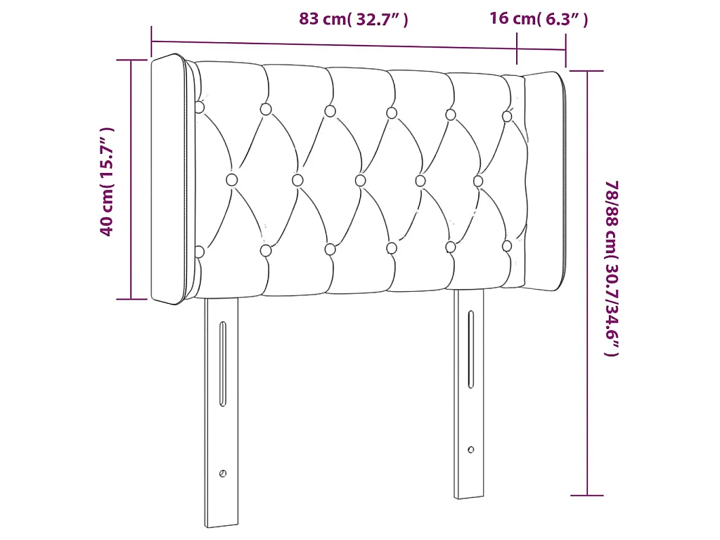 Hoofdbord LED 83x16x78/88 cm stof zwart
