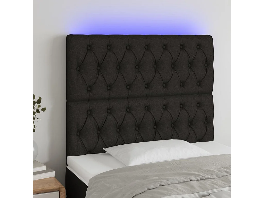 Testiera a LED Nera 100x7x118/128 cm in Tessuto
