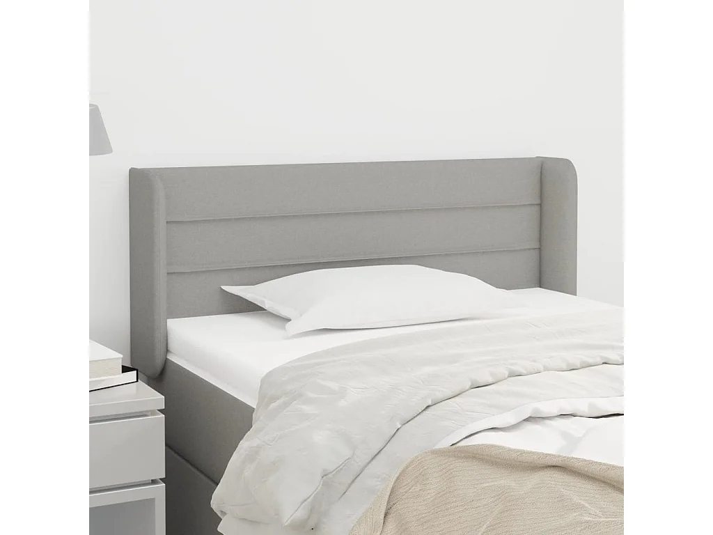 Cabeceira de cama c/ abas tecido 93x16x78/88 cm cinzento-claro