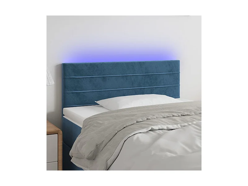 Hoofdbord LED 90x5x78/88 cm fluweel donkerblauw