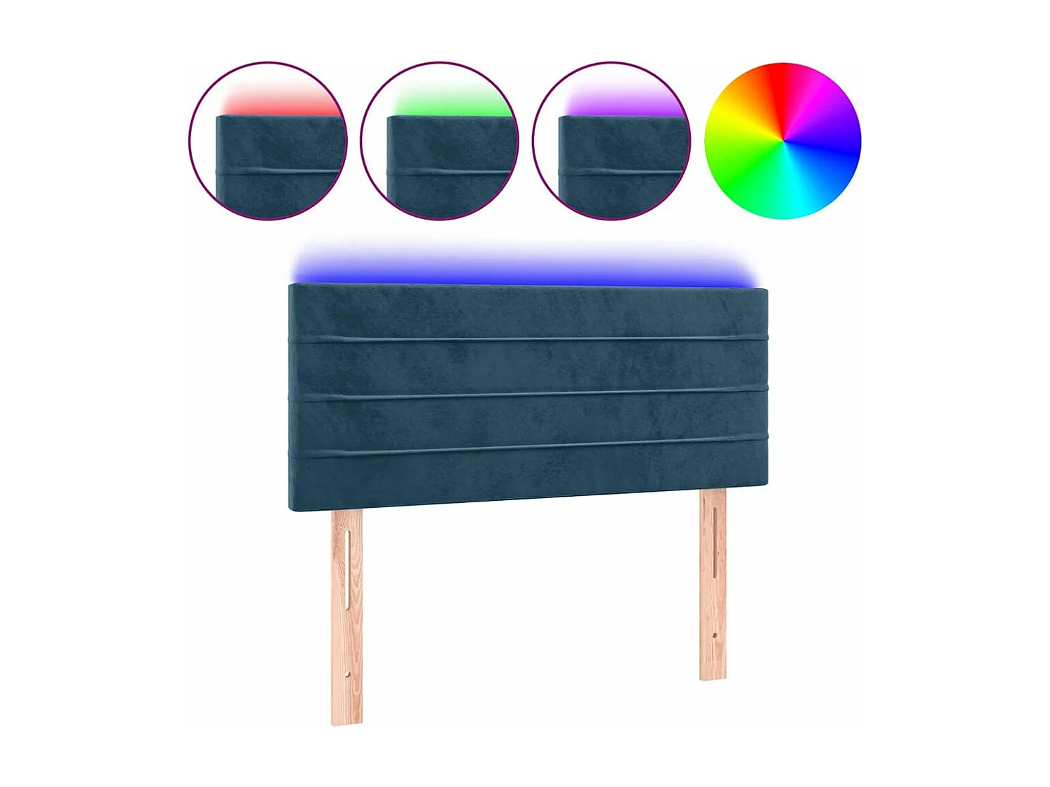 Hoofdbord LED 90x5x78/88 cm fluweel donkerblauw