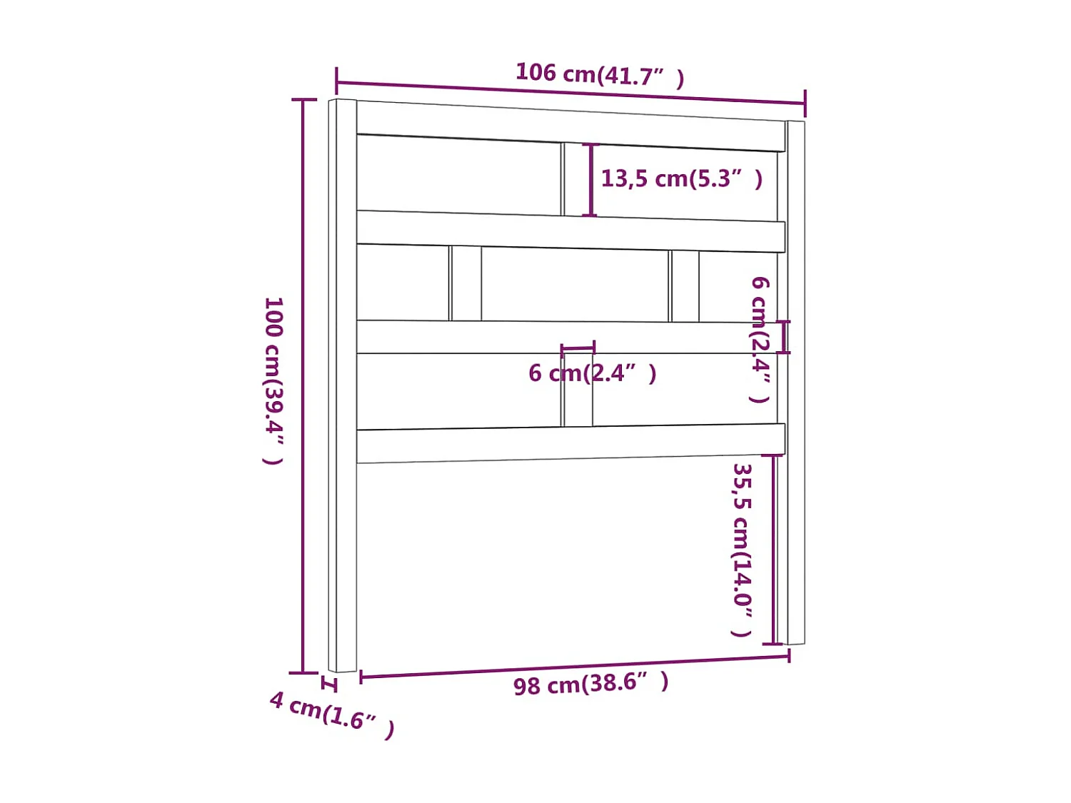 Hoofdbord 106x4x100 cm massief grenenhout honingbruin