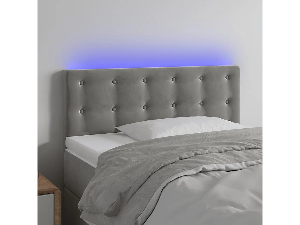 Testiera a LED Grigio Chiaro 80x5x78/88 cm in Velluto