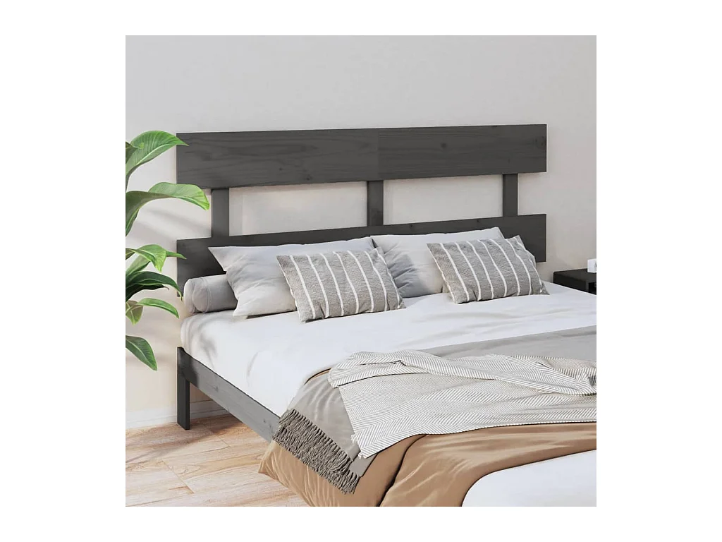 Tête de lit Gris 154x3x81 cm Bois massif de pin
