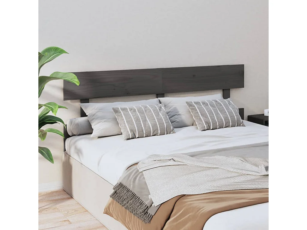 Cabeceira de cama 154 x 3 x 81 cm pinho maciço cinzento
