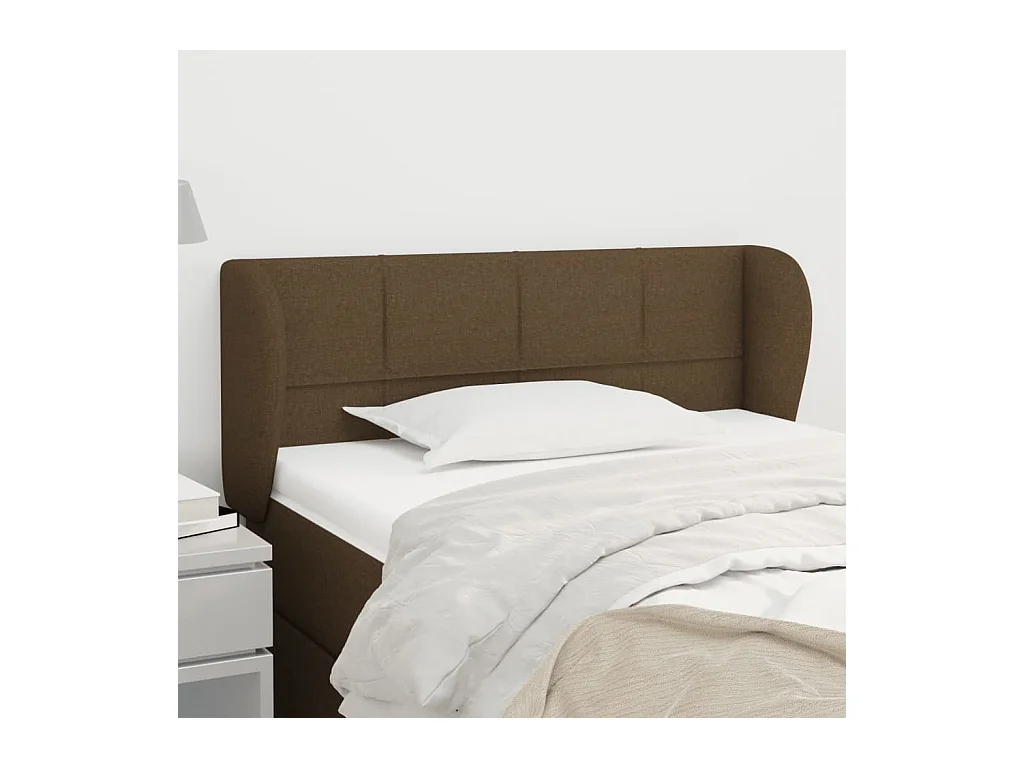 Tête de lit avec oreilles Marron foncé 103x23x78/88 cm Tissu