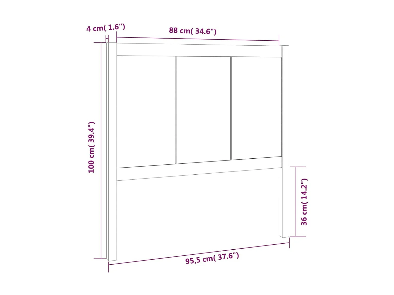 Tête de lit 95,5x4x100 cm Bois massif de pin