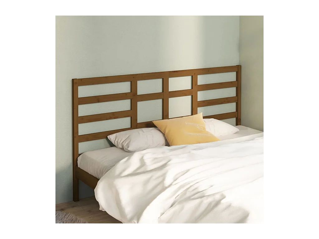 Tête de lit Marron miel 206x4x104 cm Bois massif de pin