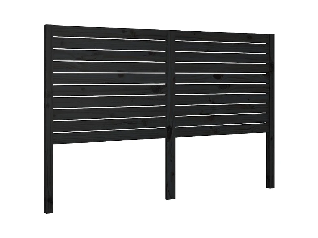 Tête de lit Noir 186x4x100 cm Bois massif de pin