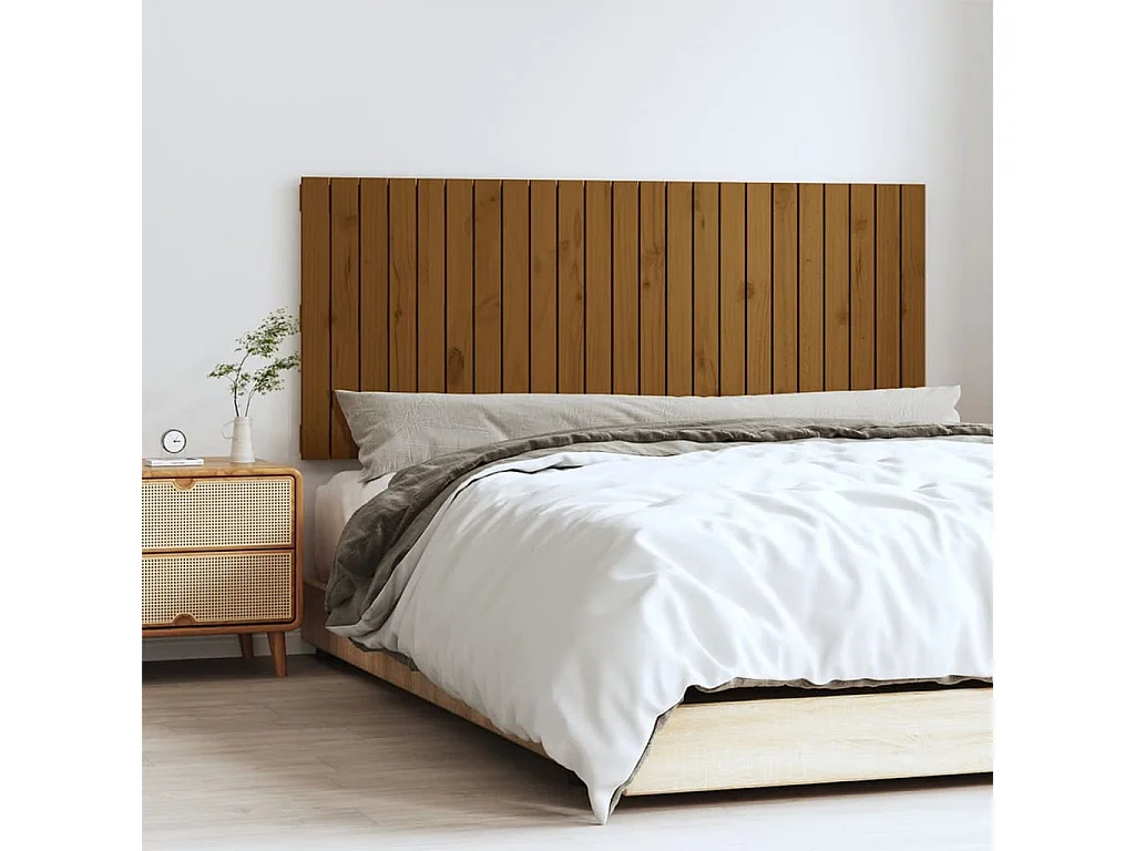 Wandhoofdbord 147x3x60 cm massief grenenhout honingbruin