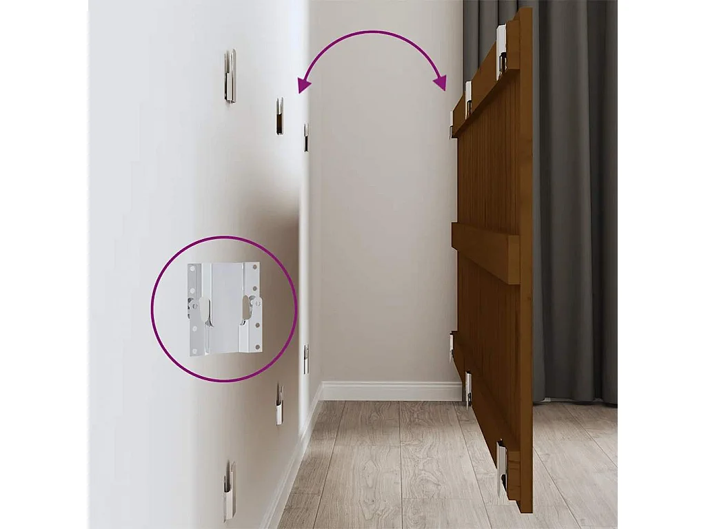 Tête de lit murale Marron miel 147x3x60 cm Bois massif de pin