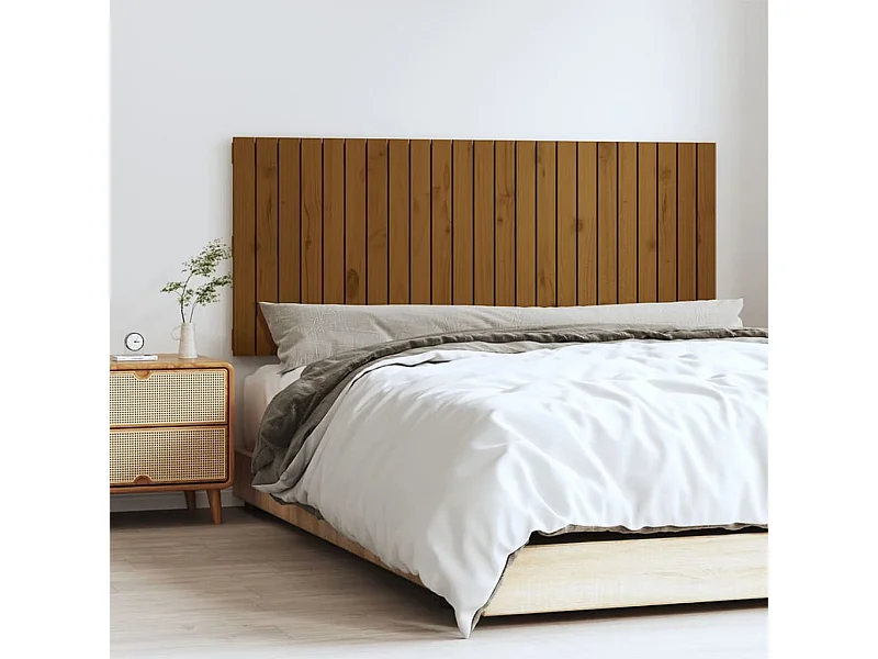 Wandhoofdbord 147x3x60 cm massief grenenhout honingbruin