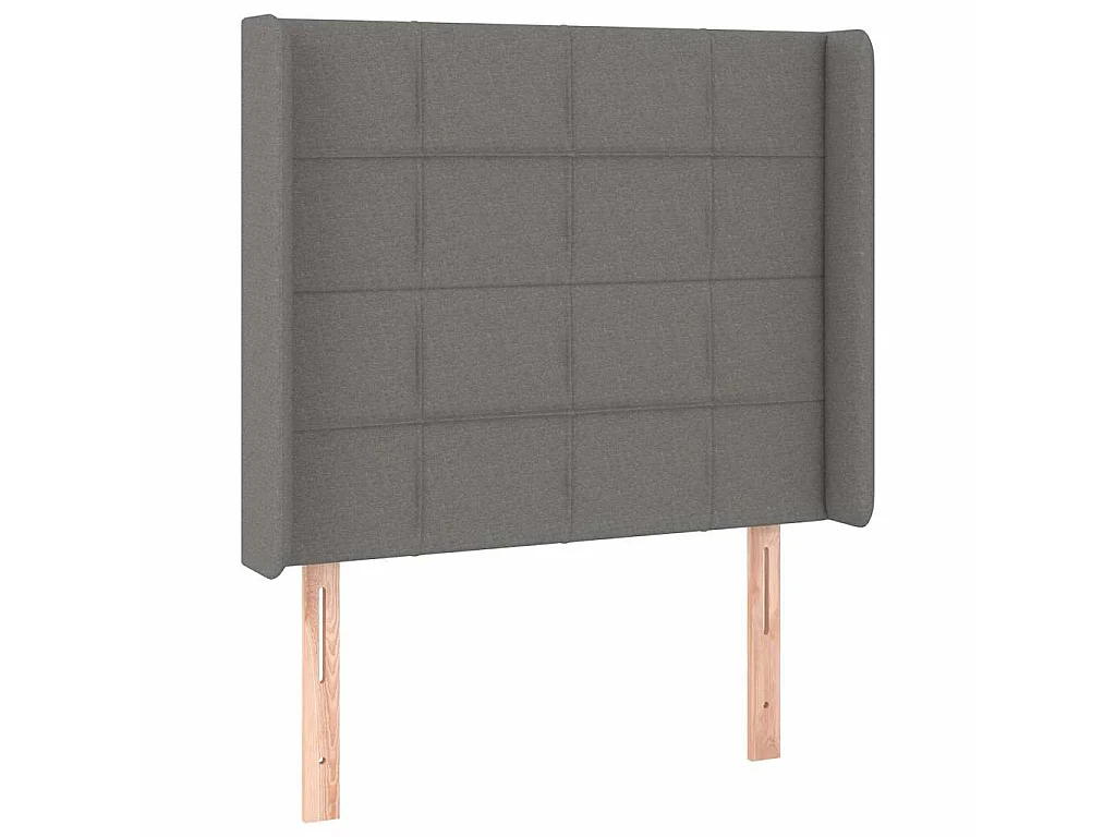 Tête de lit avec oreilles Gris foncé 103x16x118/128 cm Tissu