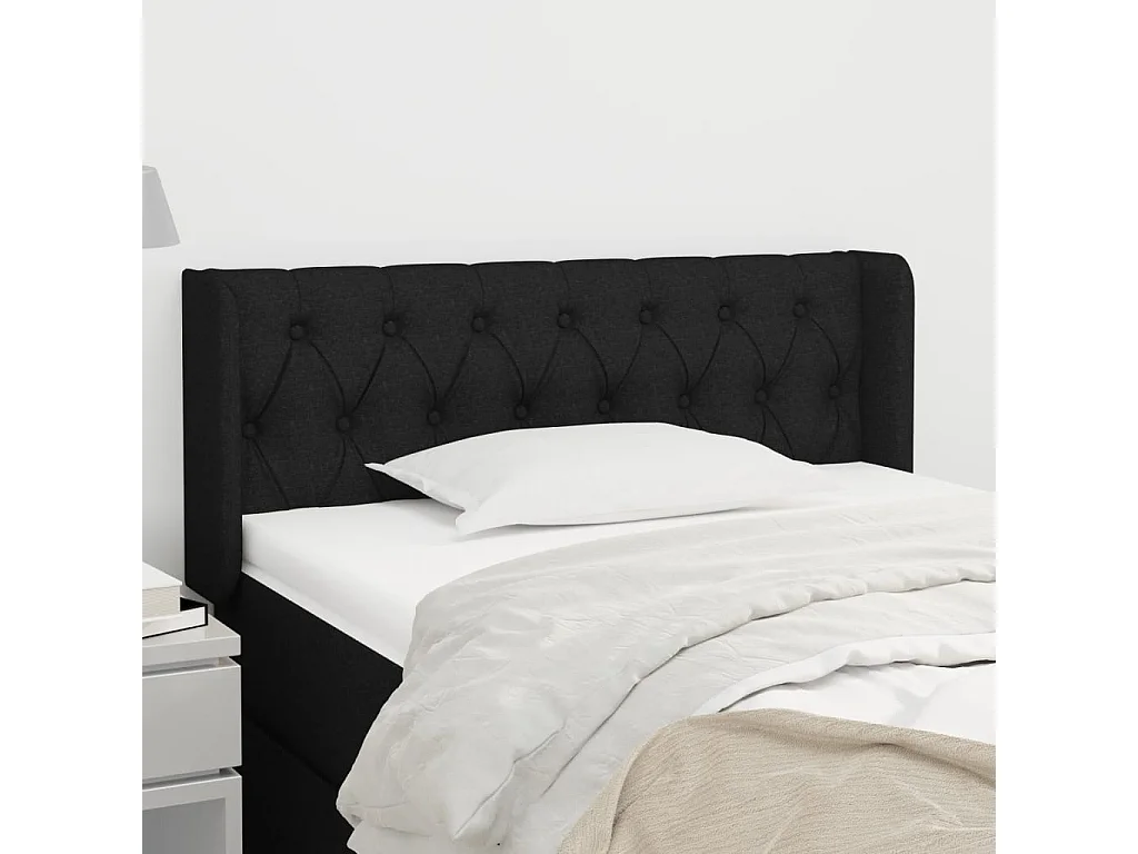 Testiera ad Orecchio Nera 93x16x78/88 cm in Tessuto