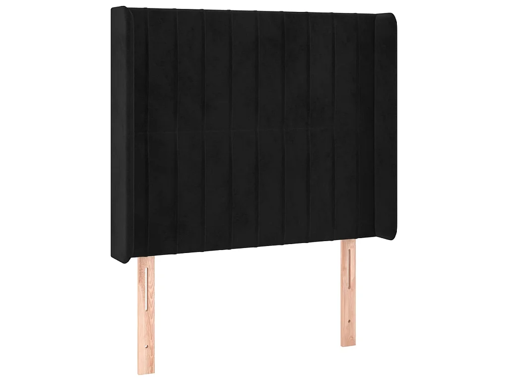 Testiera ad Orecchio Nera 83x16x118/128 cm in Velluto