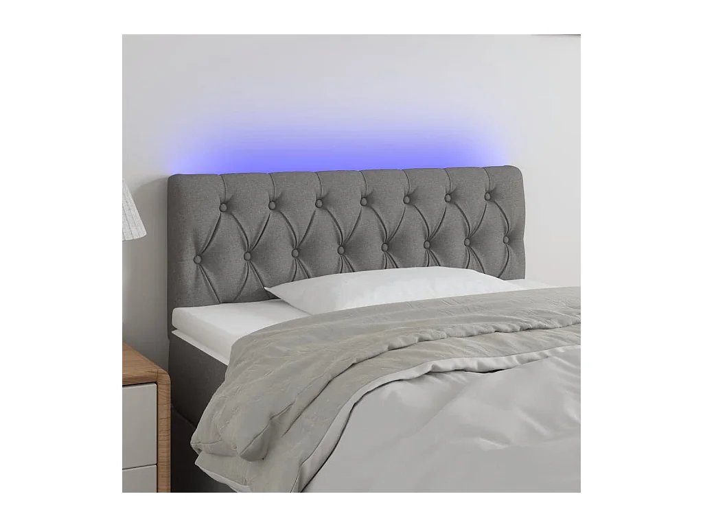 Tête de lit à LED Gris foncé 90x7x78/88 cm Tissu