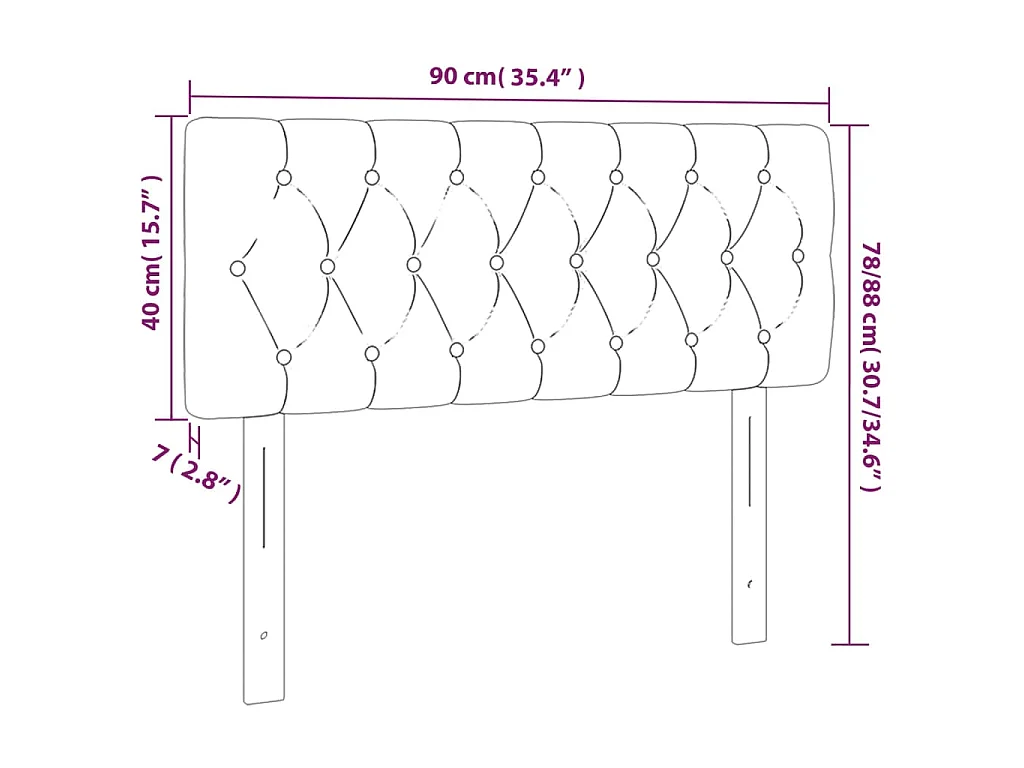 Tête de lit à LED Gris foncé 90x7x78/88 cm Tissu