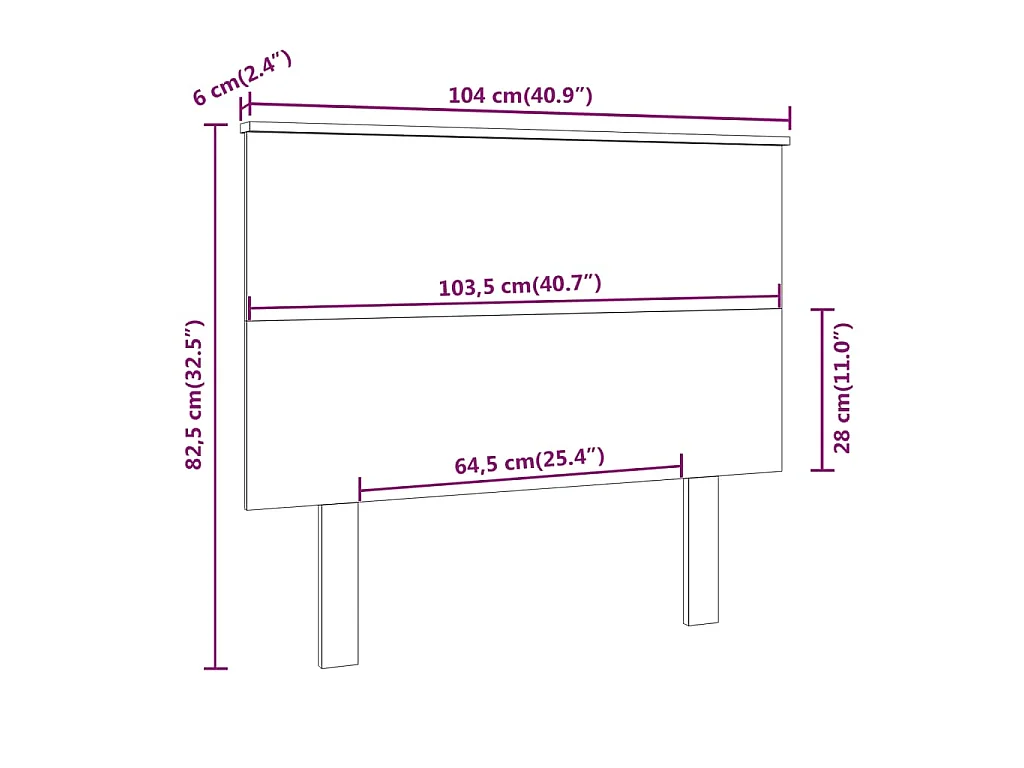 Tête de lit Blanc 104x6x82,5 cm Bois massif de pin