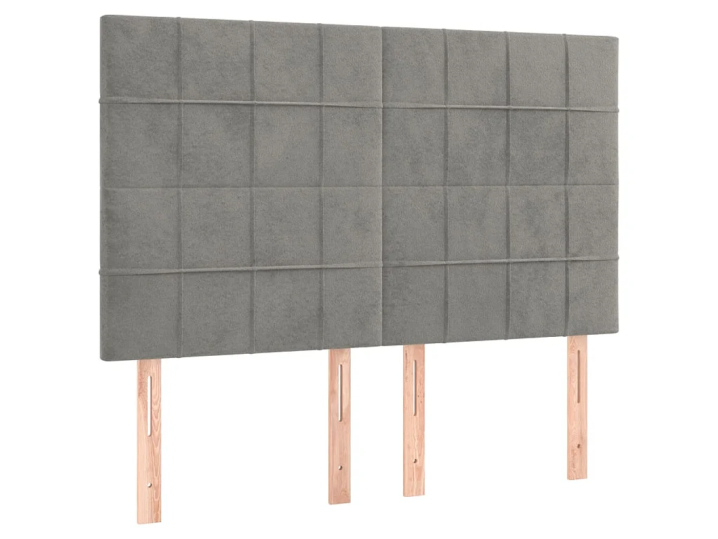 Testiera a LED Grigio Chiaro 144x5x118/128 cm in Velluto