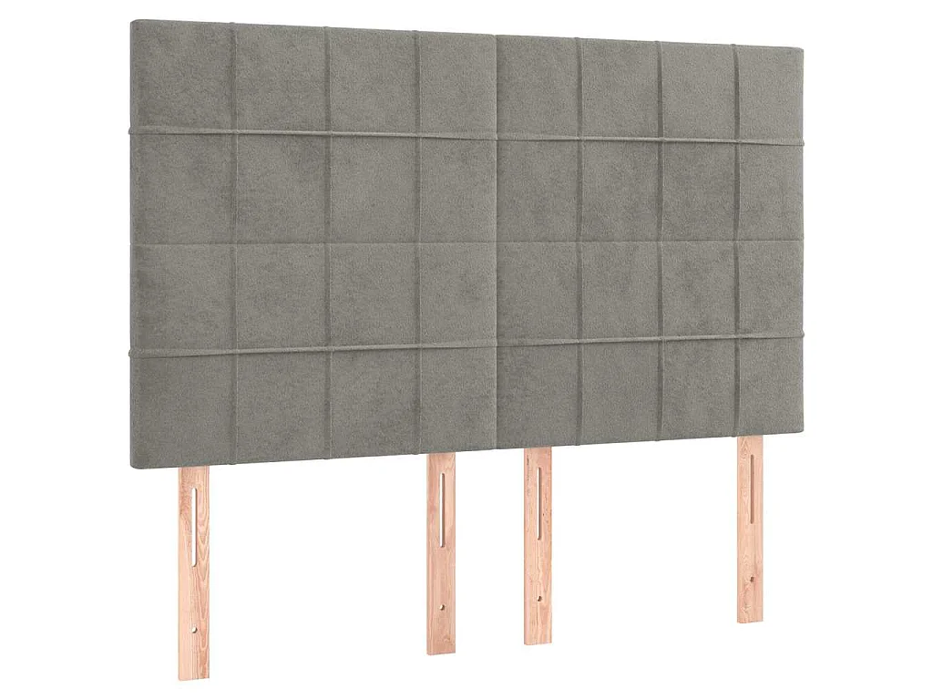 Testiera a LED Grigio Chiaro 144x5x118/128 cm in Velluto
