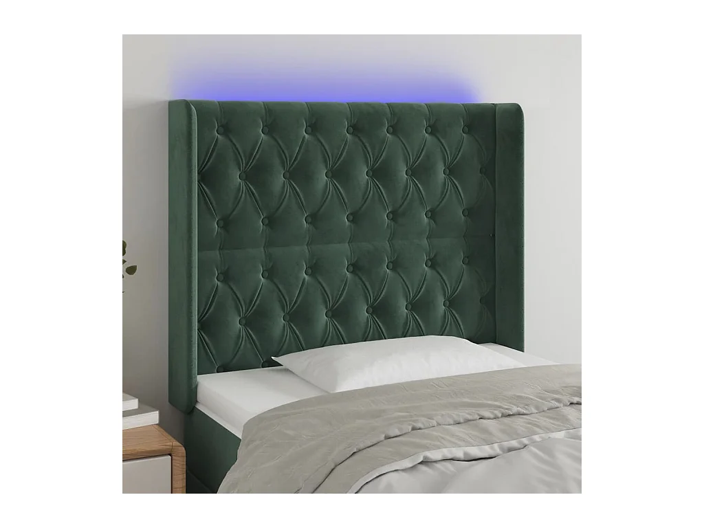 Tête de lit à LED Vert foncé 103x16x118/128 cm Velours